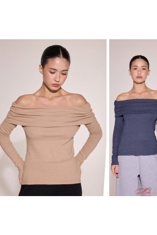 Жіночий лонгслів з драпіюванням на плечах Luna LC056l 